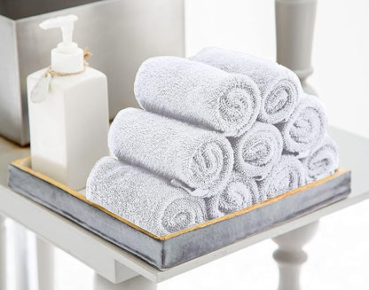 Utopia Towels 24 Pack Cotton Washcloths Set, 100% Ring Spun Cotton, Premium Quality Flannel Face Cloths, Highly Absorbent and Soft Feel Fingertip Towels, Black, White