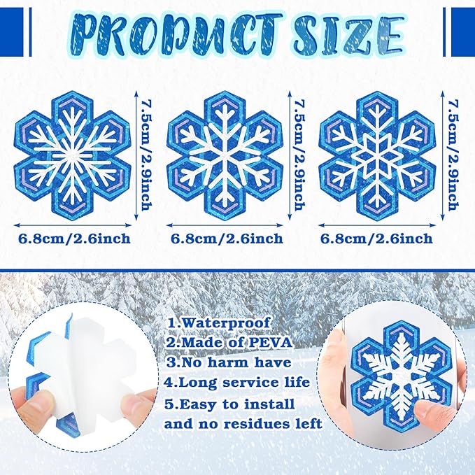 Crtiin 50 Pieces Anxiety Sensory Stickers for Anxiety Relief Items Mental Health Stickers Fidget Textured Strips for Office Classroom Desk Relieve Adult Stress(Snowflake)