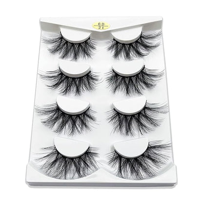 Mikiwi 25mm Lashes, Dramatic 6D Faux Mink Lashes, Fluffy Volume Eyelashes, Thick Crossed Lashes, Long Faux 25mm Mink Lashes