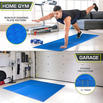 ProsourceFit Puzzle Exercise Mat ½ in, EVA Interlocking Foam Floor Tiles for Home Gym, Mat for Home Workout Equipment, Floor Padding for Kids