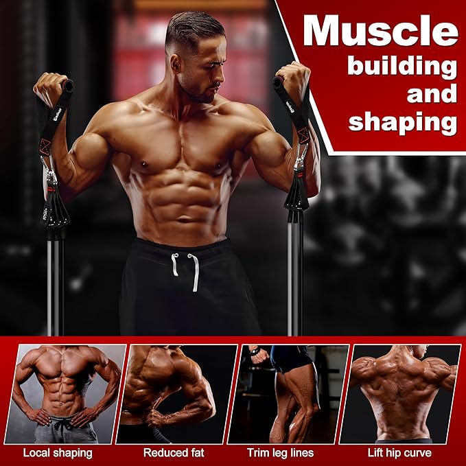 Resistance Band Set. Exercise Bands with Handles, Door Anchor and Ankle Strap. Home Gym, Supports Full-Body Workouts - with Training Guide and Fitness Video