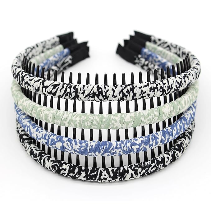 plastic headbands for women, fashion hair accessories headband with teeth Suitable Daily Use,Spa,Parties and yoga (pack of 4)