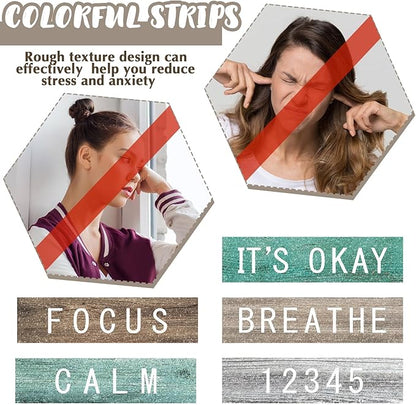 Crtiin 50 Pieces Anxiety Sensory Stickers for Anxiety Relief Items Mental Health Stickers Fidget Textured Strips for Office Classroom Desk Relieve Adult Stress(Wood Grain)
