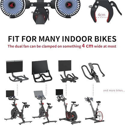Dual Fan Compatible with Peloton Bike & Bike Plus & Treadmill, 3 Speed and Rechargeable, Adjustable Rotation, Home Gym Accessories for Workout