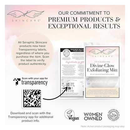 Seraphic Skincare (Original) Divine Glow Exfoliating Mitt (1pcs) – 100% Vegan Viscose Traditional Body Scrub Glove Kessa Korean Washcloth – Body Exfoliator for Self-Tan Removal & Keratosis Pilaris