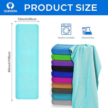 Sukeen [4 Pack Cooling Towel (40"x12"),Soft Microfiber Chilly Towel for Yoga,Sport,Running,Gym,Workout,Camping,Fitness,Workout & More Activities