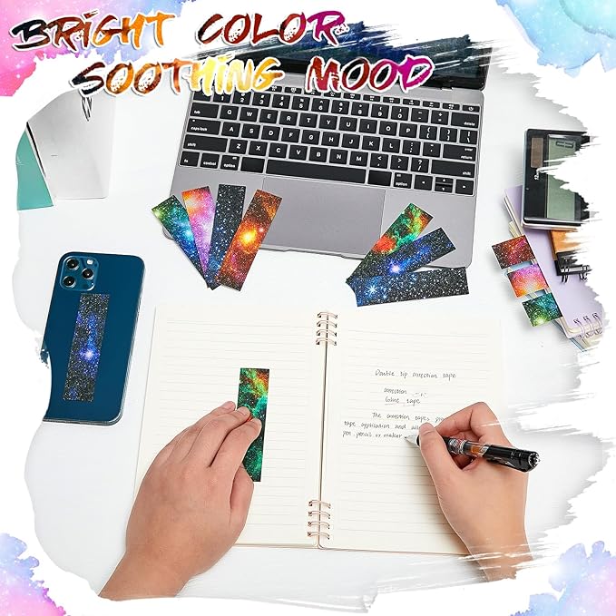 36 Pcs Anxiety Sensory Stickers Mental Health Stickers Fidget Textured Strips Toys Adhesive Tactile Calm Relief Items for Adults Desk School Counselor Classroom(Galaxy Style)
