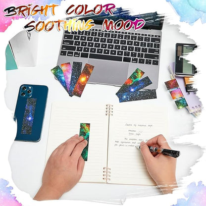 36 Pcs Anxiety Sensory Stickers Mental Health Stickers Fidget Textured Strips Toys Adhesive Tactile Calm Relief Items for Adults Desk School Counselor Classroom(Galaxy Style)