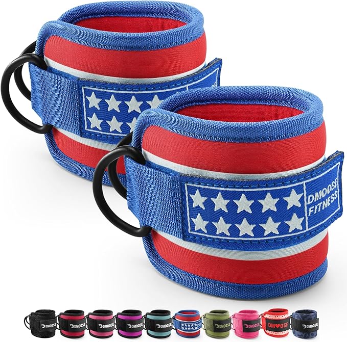 DMoose Fitness Ankle Straps for Cable Machines - One Size Fit with Premium Padding, Glute Kickback Ankle Strap for Women & Men, Cable Attachments for Gym, Booty Workouts, Leg Extension & Hip Abductors