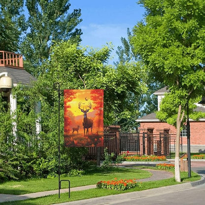 Autumn Deer Garden Flag 12x18 In Double Sided Yard Flags Lawn Sign Decor No Flagstand
