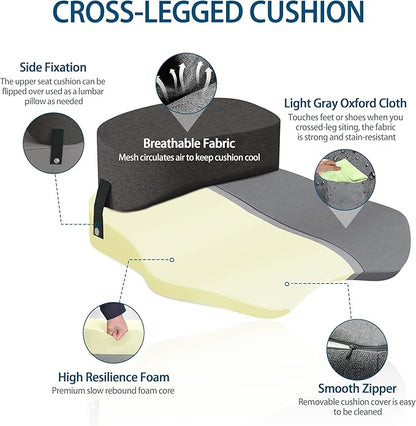 Seat Cushion for Office Chairs - Cross Legged Yoga Meditation Cushion Floor Pillows Yoga Enthusiasts Chair Cushion for Adults Long Sitting, Detachable of 2 PCS