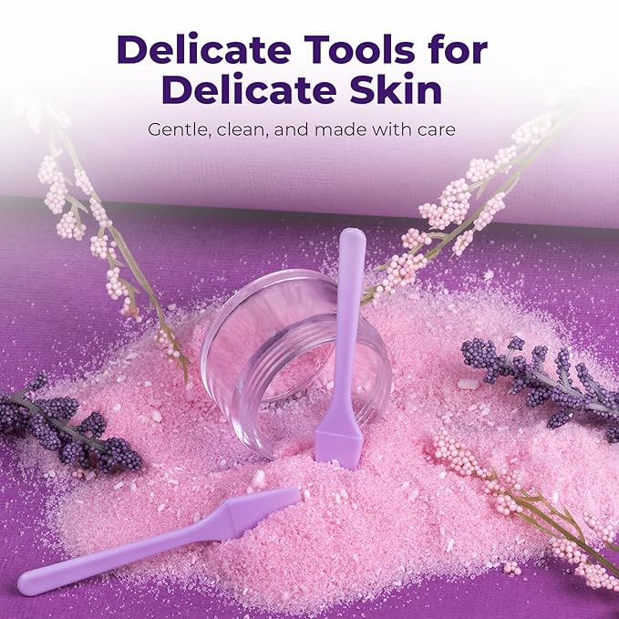 Mini Beauty Spatula (2.5", 500 Pack) - Small Beauty Spatulas for Creams, Cosmetics & Crafts | Moisturizer Applicator for Mixing, Cosmetic, Face Mask | Disposable Makeup Spoon | Purple