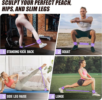 Ankle Resistance Bands with Cuffs, Ankle Weights Bands for Working Out, Women Leg and Glutes Workout Equipment, Exercise Bands for Kickbacks, Butt and Booty Trainer, Home Gym Fitness Equipment