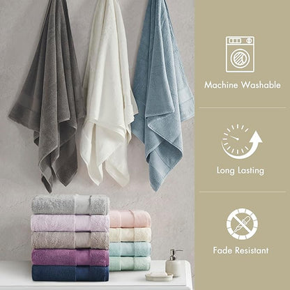 Madison Park Turkish Bath Towel Set 100% Cotton Bath Towel 600GSM Oversized Body Towel 2 Piece, Luxury Soft, Thick Spa Quality, Quick Dry Bathroom Towel, Jumble, 35" x 70", Natural