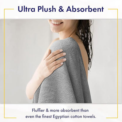 100% Organic Zero-Twist Cotton Towels - GOTS Certified Luxury Bath Towels - Ultra Soft & Plush 700GSM Long-Staple Cotton - 6 Piece Towel Set (Pewter Grey)