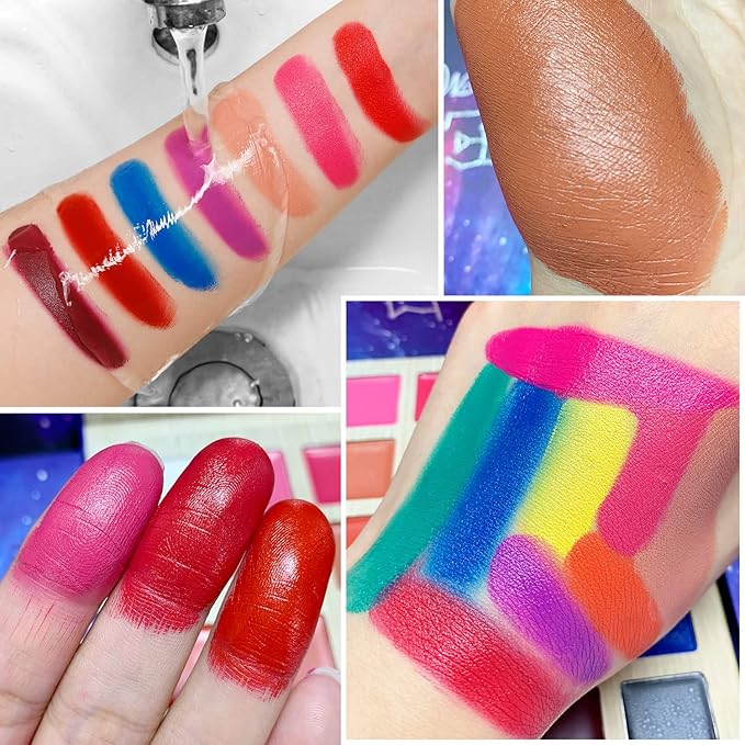 Lipstick Palette Nude Red Peach Pink Shades 25 Color, DE'LANCI Professional Moisturizing Lip Gloss, Long Lasting Soft Smooth Lipstick Pallet Waterproof, Pigmented Halloween Face Paint Costume Makeup