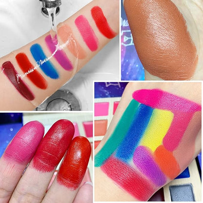 Lipstick Palette Nude Red Peach Pink Shades 25 Color, DE'LANCI Professional Moisturizing Lip Gloss, Long Lasting Soft Smooth Lipstick Pallet Waterproof, Pigmented Halloween Face Paint Costume Makeup