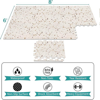 Sorbus Wood Grain Floor Tiles Foam Mat EVA Interlocking Mats Tile 3/8-Inch Thick Flooring Wood Puzzle Exercise Mats w/Borders - Home Playroom Basement, Apartment, Trade Show, Baby, Dance