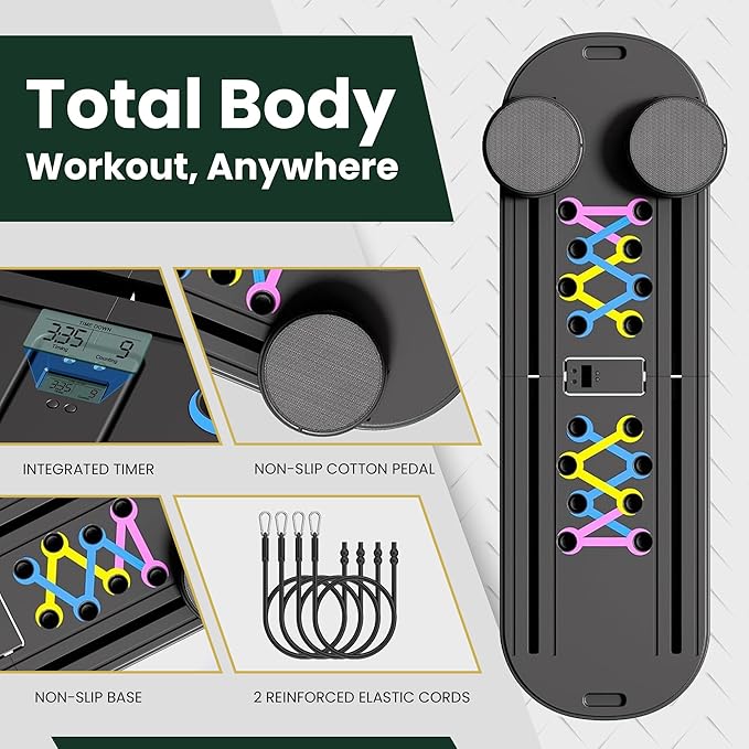 Pilates Board, Multi-Purpose Pilates Reformer Set,Portable Pilates Reformer Board with Yoga Socks & Resistance Bands ,Best for Women Fitness & Exercise at Home Pilates Workout Board.