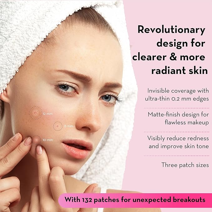 grace & stella Pimple Patches for Face (132 dots) - Hydrocolloid Acne Patch for Zits and Blemishes - Invisible Blemish Patches for Face - Spot Cover Stickers