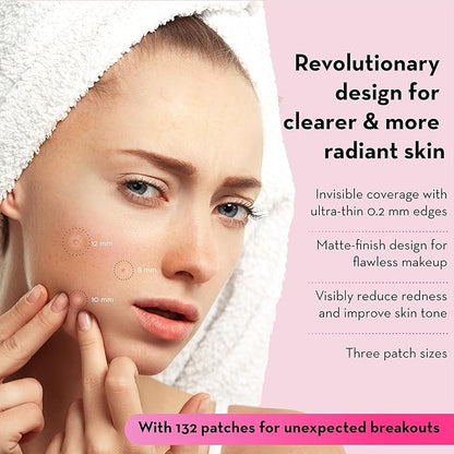 grace & stella Pimple Patches for Face (132 dots) - Hydrocolloid Acne Patch for Zits and Blemishes - Invisible Blemish Patches for Face - Spot Cover Stickers