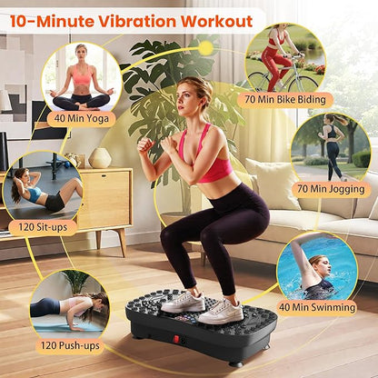AXV Vibration Plate Fitness Platform Exercise Machine Vibrating Lymphatic Drainage Shaking Full Body Shaker Workout Vibrate Stand Shake Board Sport Gym for Weight Loss Fat Burner for Women Men
