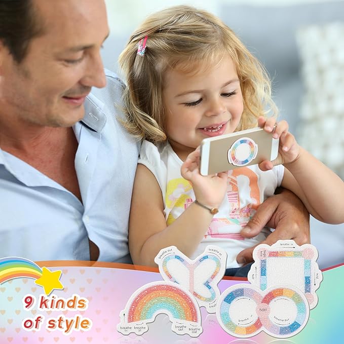 36 Pcs Anxiety Sensory Stickers Mental Health Stickers Fidget Textured Strips Toys Adhesive Tactile Calm Relief Items for Adults Desk School Counselor Classroom(Breath Style)