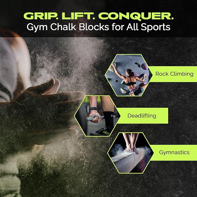 Gym Chalk Block (2oz), Magnesium Carbonate Athletic Chalk Block for Excellent Grip, Gym Workout Grip Chalk, Weightlifting, Gymnastics, Rock Climbing White