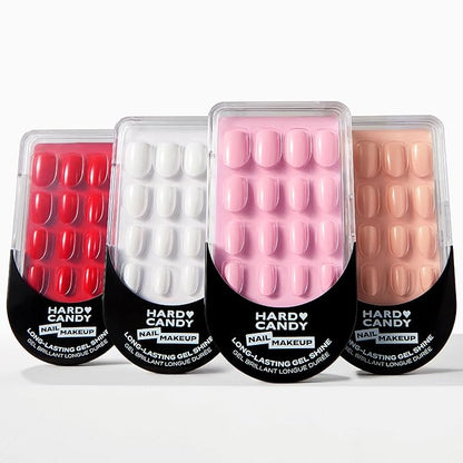 Short Pink Press On Nails | Hard Candy False Nails with Real Solid Pink Nail Polish | Includes - Reusable Short Round Nails, Strong Nail Glue and Travel Case