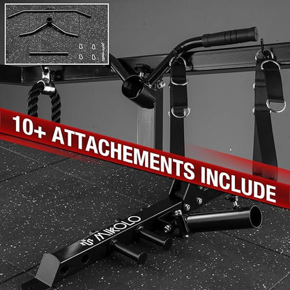 Mikolo Power Cage, 2000LB Power Rack with Independent Dual Pulley System, Multi-Function Home Gym Workout Machine for Cable Crossover