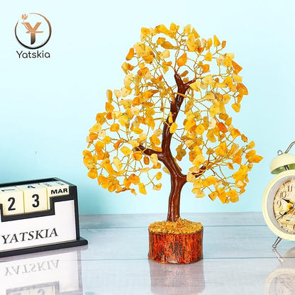 Yellow Tree - Yellow Healing Crystal, Gemstone Tree, Chakra Gifts, Crystal Luck, Crystal Trees, Tree of Life Gemstone, Balancing Tree, Crystal Items for Gift, Tree of Life Décor | Energy Healing Stone