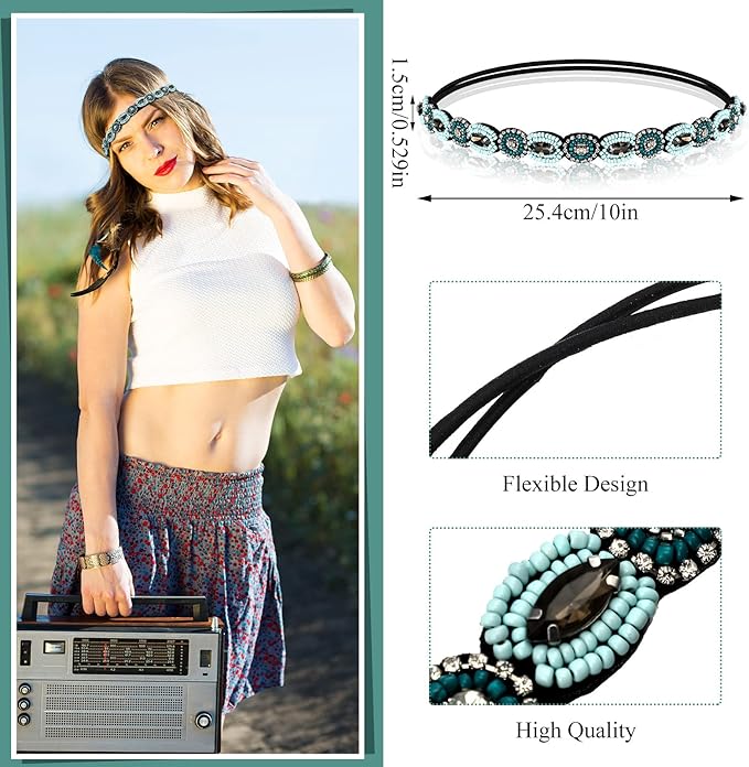WILLBOND 60s 70s Accessories for Women Hippie Costume Accessories Peace Sign Necklace Headband Hair Wreath Sunglasses