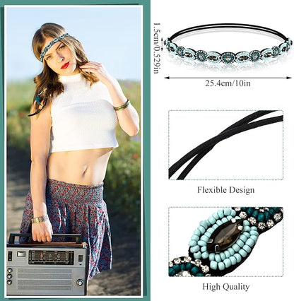 WILLBOND 60s 70s Accessories for Women Hippie Costume Accessories Peace Sign Necklace Headband Hair Wreath Sunglasses