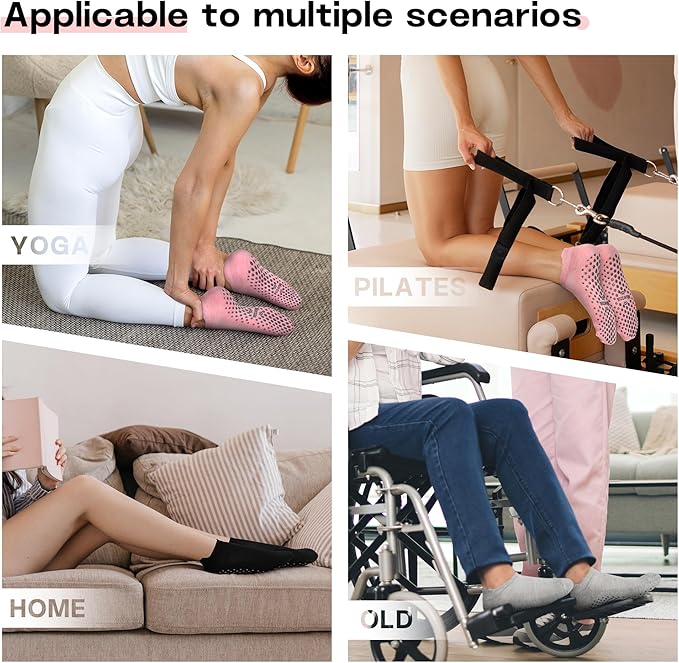 Muezna 6 Pairs Pilates Grip Socks for Women, Non Slip Yoga Socks with Grips, Grippy Socks for Barre, and Hospital