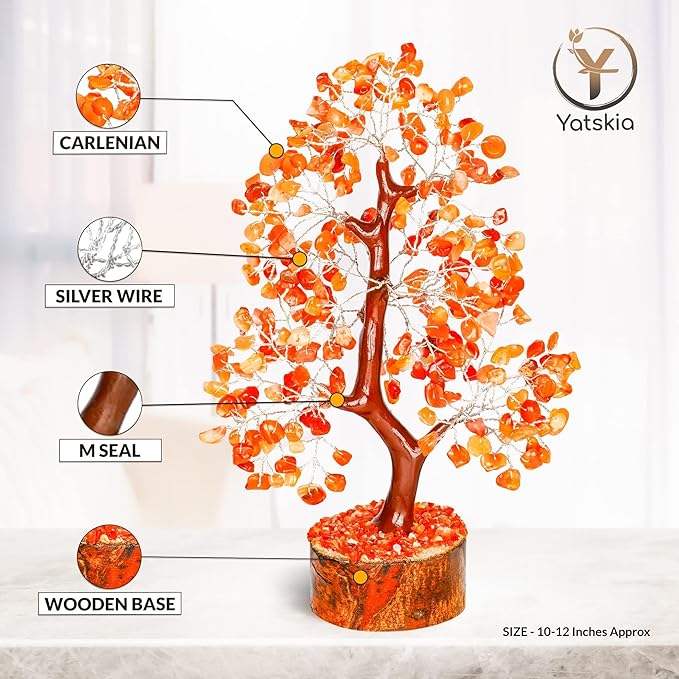 YATSKIA Carnelian Crystal Tree of Life - Bonsai Tree - Feng Shui Home Decor - Crystal Stones - Home Office Decor - Crystals Gifts for Women