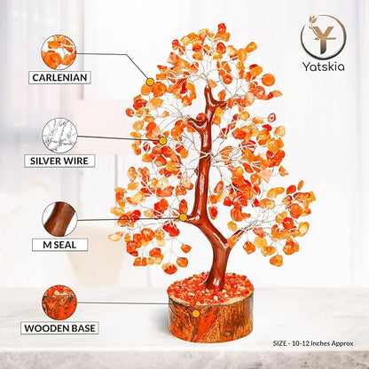 YATSKIA Carnelian Crystal Tree of Life - Bonsai Tree - Feng Shui Home Decor - Crystal Stones - Home Office Decor - Crystals Gifts for Women