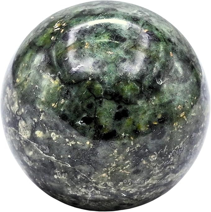Amazing Gemstone Green Jade Crystal Ball with Stand - 2 Inches Crystal Sphere Meditation Balls for Witchcraft and Decorative Balls