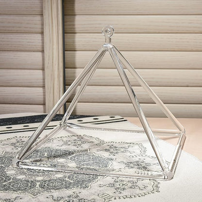TOPFUND 16" Clear Crystal Singing Pyramid Sound Therapy Instrument with Carrying Case and Quartz Suede Mallet