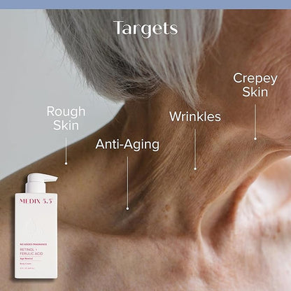 MEDIX Retinol Body Lotion + 20% Vitamin F Serum Booster Moisturizer 2PC Skin Care Set | Crepey Skin Care Treatment | Retinol Body Cream Targets Appearance Of Sagging Crepe Skin & Wrinkles, 2PC Set