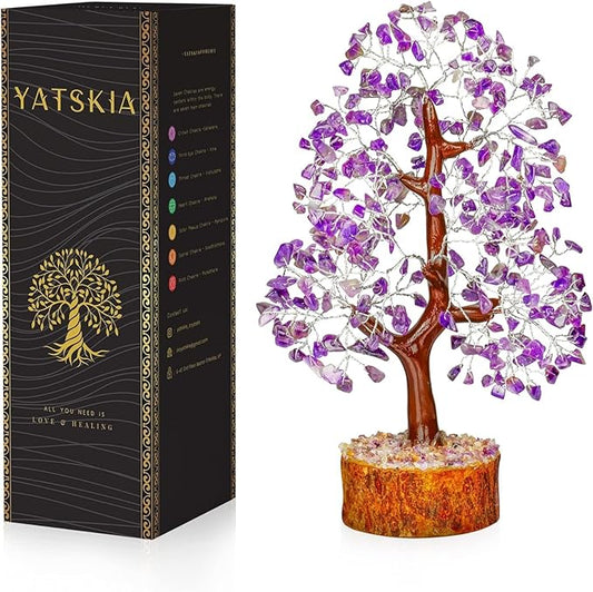 YATSKIA Amethyst Tree -Amethyst Tree of Life, Chakra Tree, Chakra Tree of Life, Healing Crystals, Money Tree, Spiritual Decor for Home, Gemstones and Crystals