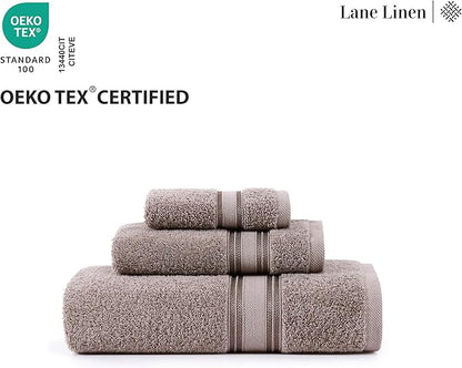 Lane Linen 100% Mercerized Cotton Bathroom Towel Set - 18 Pieces - Fluffy, Super Soft & Highly Absorbent - 6 Bath Towels, 6 Washcloths, 6 Hand Towels - Zero Twist, Double Sided Cotton Terry - Platinum