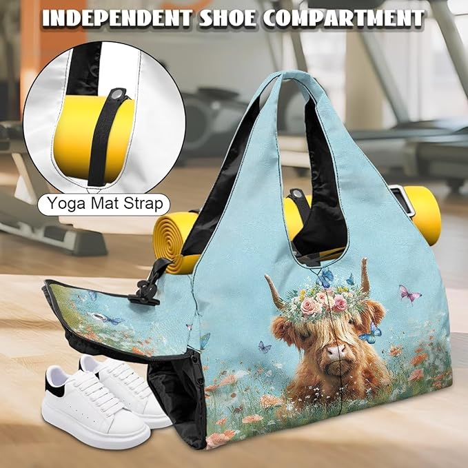 Yoga Mat Bag for Women Men Large Carryall Tote with Adjustable Shoulder Strap for Gym Yoga Travel Pilates Office