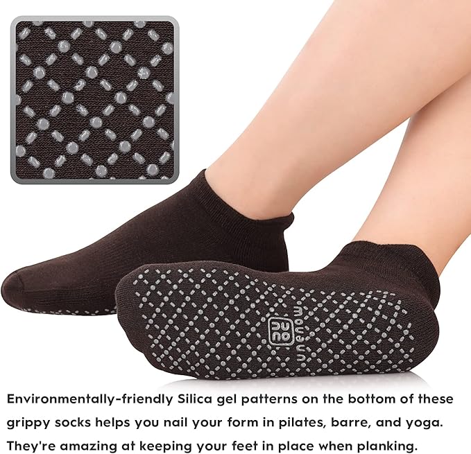 unenow Unisex Non Slip Grip Socks with Cushion for Yoga Pilates Barre Home & Hospital
