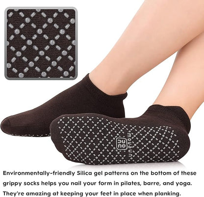 unenow Unisex Non Slip Grip Socks with Cushion for Yoga Pilates Barre Home & Hospital