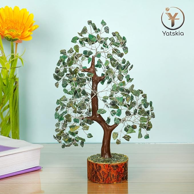 YATSKIA Green Aventurine - Crystal Tree, Gemstone Tree, Chakra Tree of Life, Balancing Tree, Healing Crystal, Crystal and Stone Decor, Fungshui Decorations, Positive Energy Gifts for Women
