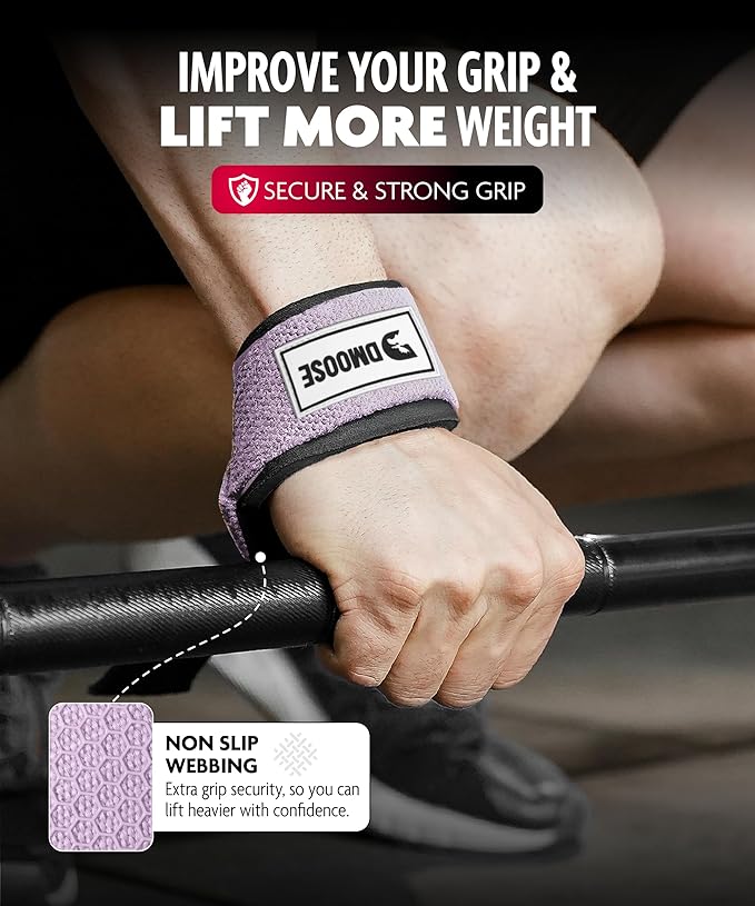 DMoose Fitness Lifting Straps 24" (Pair) - 5mm Padded Durable Wrist Straps for Weightlifting & Powerlifting - Cotton Lifting Strap with Silicone Grip for Men & Women - Deadlift Strap for Gym Workout