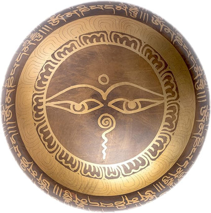 Tibetan Singing Bowl Set - Easy To Play Authentic Handcrafted For Meditation Sound Bowl Chakra Yoga Healing 4 Inches By Himalayan Bazaar (Brown & Blue)