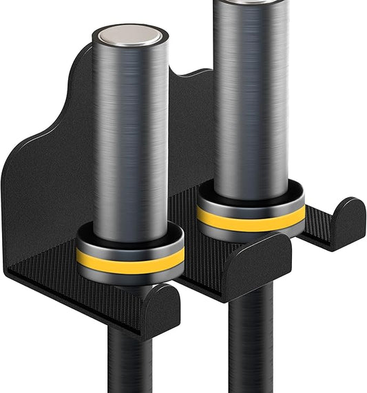Olympic Barbell Hanger, Garage Gym Bar Wall Rack, Vertical Barbell Wall Mount, Black Heavy-Duty Support Barbell Holder, Space Saving Commercial or Home Gym Accessory, Holds Under 33mm Bar Size