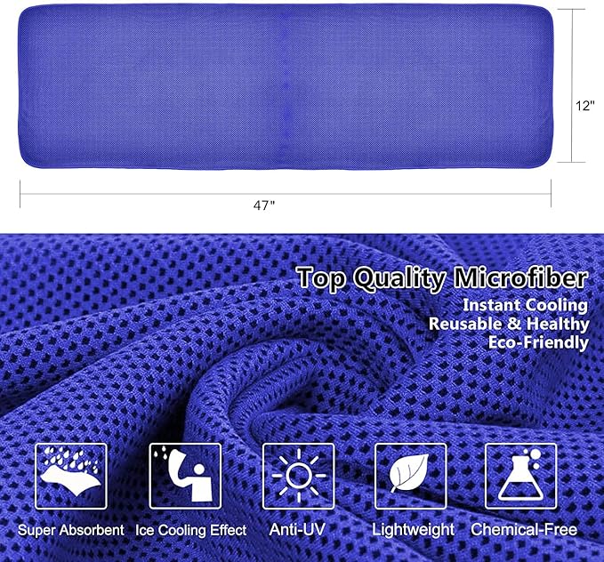 Sukeen [4 Pack] Cooling Towel (40"x12"), Ice Microfiber Chilly Towel for Yoga, Sport, Running, Gym, Workout, Camping, Fitness & More Activities