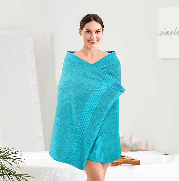 Utopia Towels 4 Pack Bath Towels Set, 27 by 54 Inches, 100% Ring Spun Cotton, Quick Dry, Highly Absorbent, Soft Feel Towels, Perfect for Daily Use, Turquoise